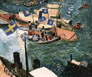 Isaac Grunewald The flag in Port oil painting artist